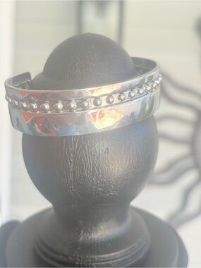 Silver Beaded Cuff Bracelet - Women Jewelry